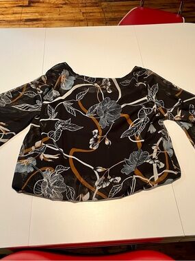 Alfani Angel Wing Sleeve Floral-Print Chiffon Blouse